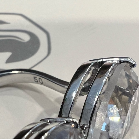 NWT Authentic Millenia Swarovski Crystal Ring Cocktail Pear Cut Rhodium Plate 50 - Picture 10 of 12